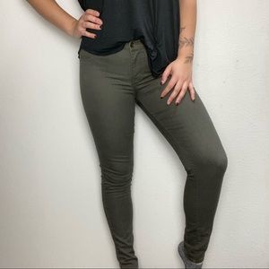 Olive green skinny Jean leggings hunter jeggings 8